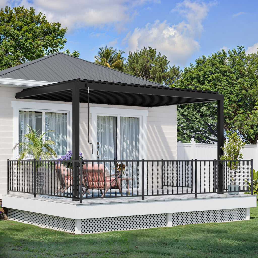 14x10 Evanston Wall Mounted Metal Louvered Pergola by Backyard Discovery