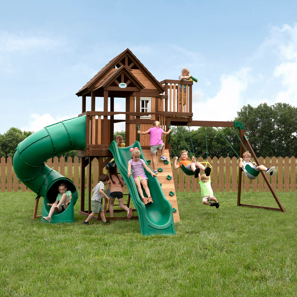 Skyfort III Swing Set with Spiral Tube Slide by Backyard Discovery