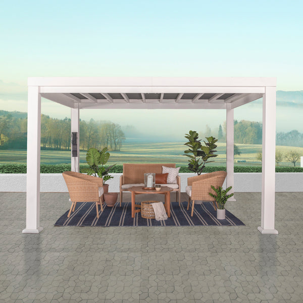 12X10 Windham Modern Steel Pergola with Sail Shade Soft Canopy by Backyard Discovery