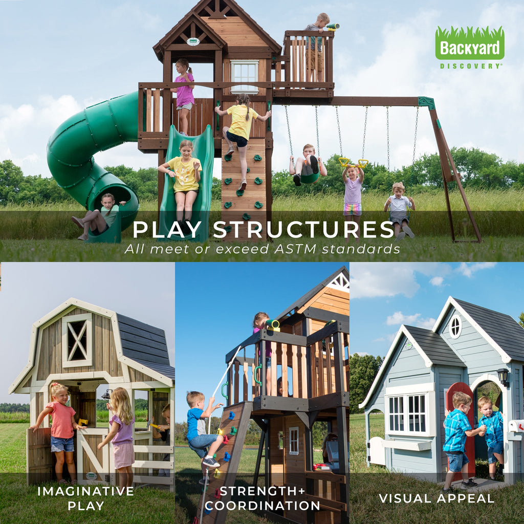 Backyard discovery woodridge ii all cedar wood playset swing sales set