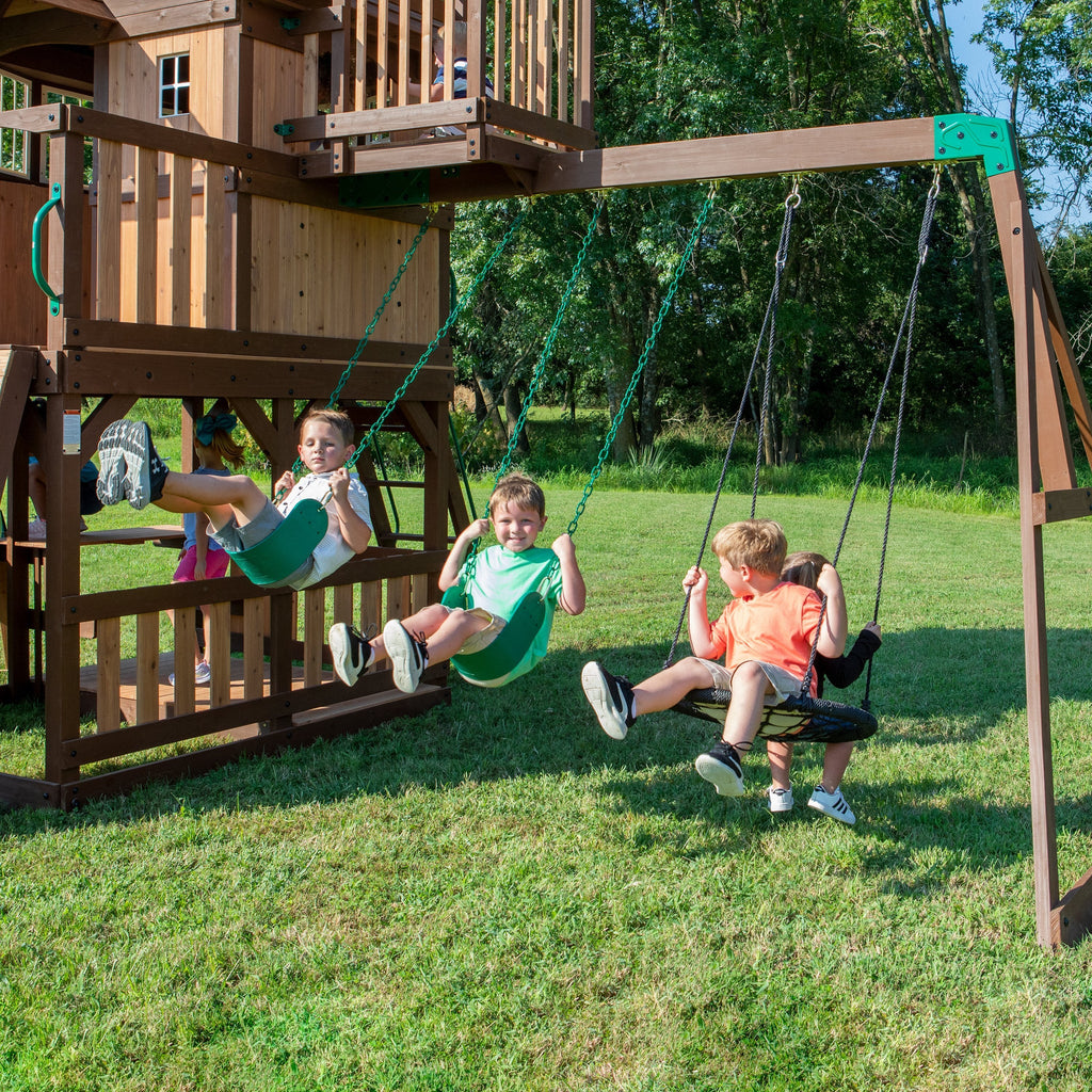 Skyfort elite wooden swing outlet set